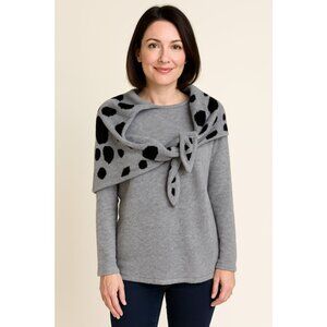 Vintage Outlander Sweater Attached Scarf Wool Angora Blend